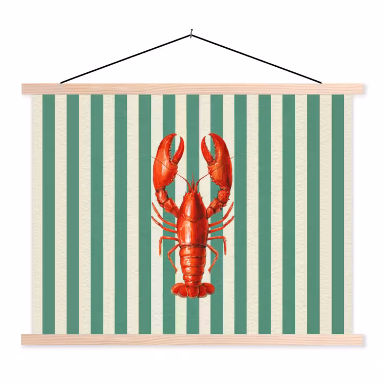 Kreeft - Strepen - Realistisch - Zomers textielposter latten blank klein -3d