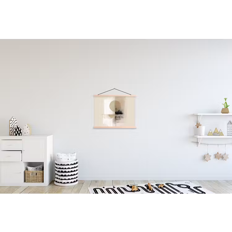 Cirkel - Compositie - Diepte - Beige textielposter latten blank klein -kinderkamer