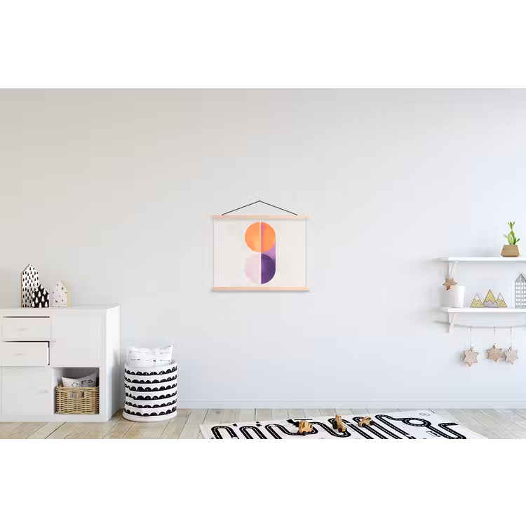 Cirkels - Abstract - Paars textielposter latten blank klein -kinderkamer