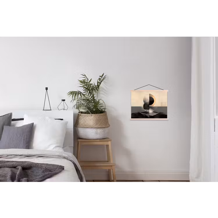 Cirkels - Schaduw - Abstract textielposter latten blank klein -woonkamer