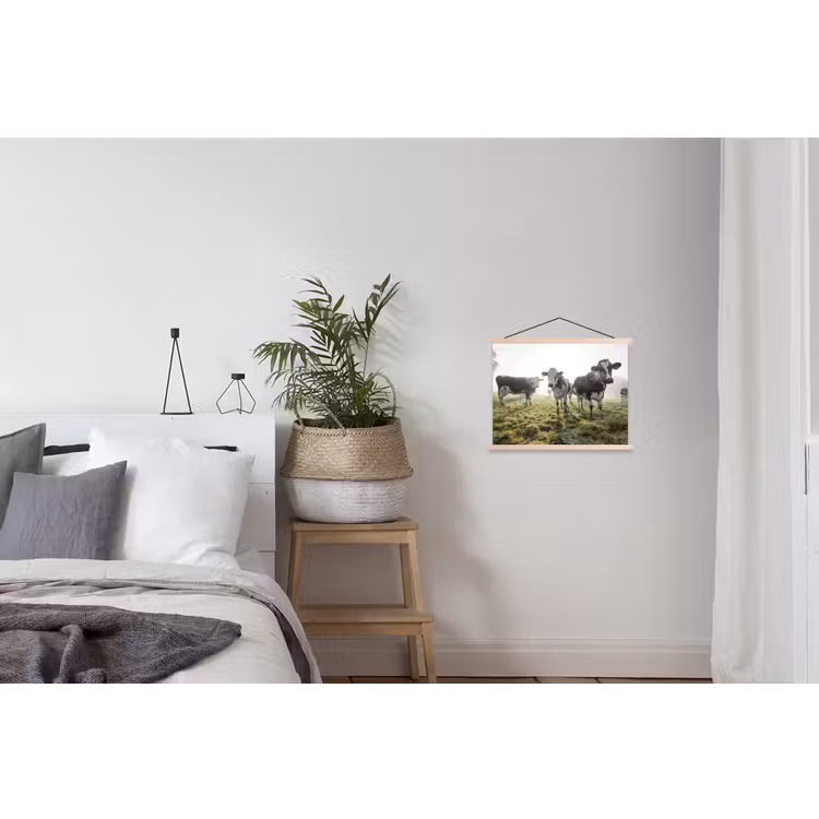 Koeien - Licht - Gras - Dieren textielposter latten blank klein -woonkamer