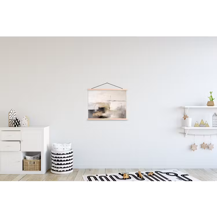 Kunst - Abstract - Grijs - Industrieel textielposter latten blank klein -kinderkamer