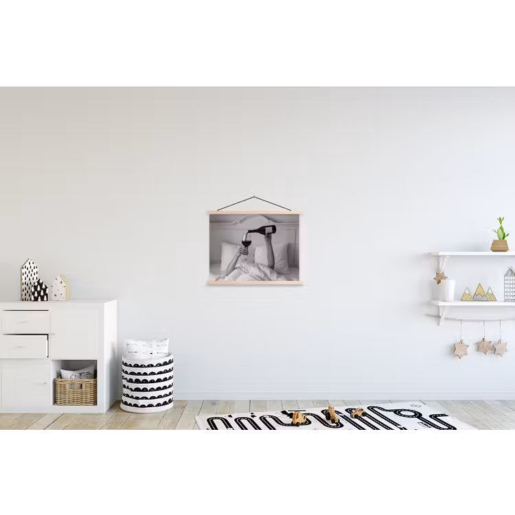 Lakens - Armen - Wijn - Glas textielposter latten blank klein -kinderkamer