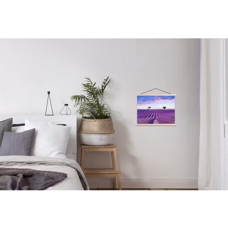 Lavendel - Natuur - Paars - Bomen - Bloemen textielposter latten blank klein -woonkamer