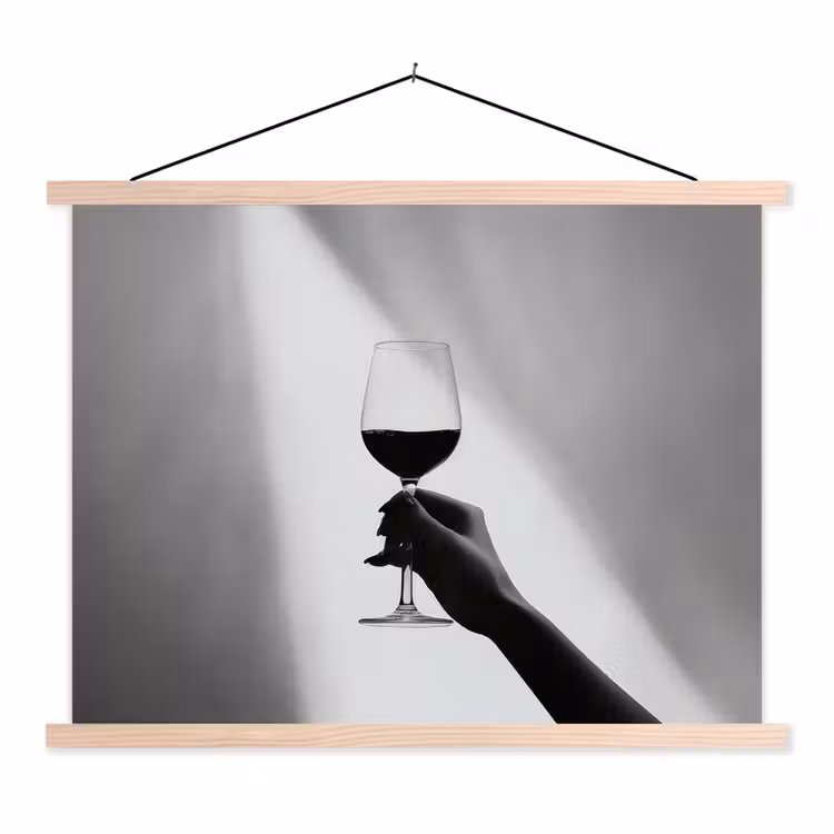 Lichtinval - Wijn - Rood - Glas textielposter latten blank klein -3d