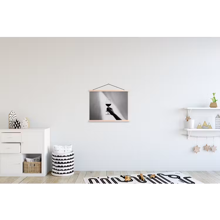 Lichtinval - Wijn - Rood - Glas textielposter latten blank klein -kinderkamer
