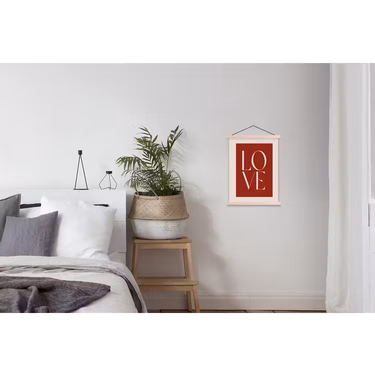 Love - Rood - Minimalistisch textielposter latten blank klein -woonkamer