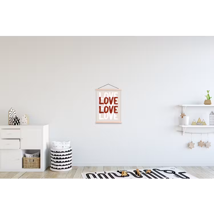 Love - Rood - Tekst textielposter latten blank klein -kinderkamer