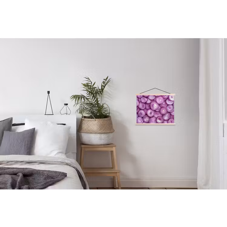 Paars - Uien - Close up textielposter latten blank klein -woonkamer