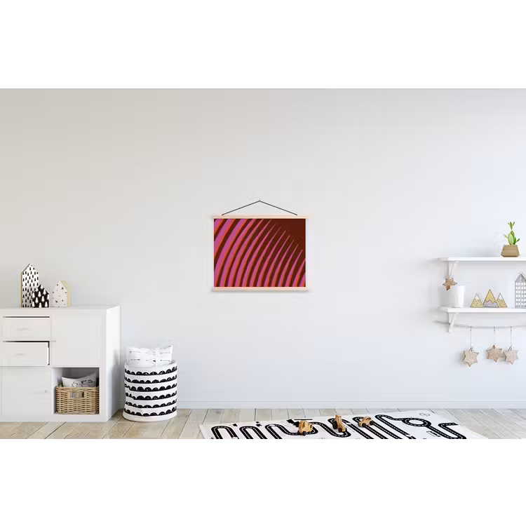 Lijnen - Rood - Beweging textielposter latten blank klein -kinderkamer