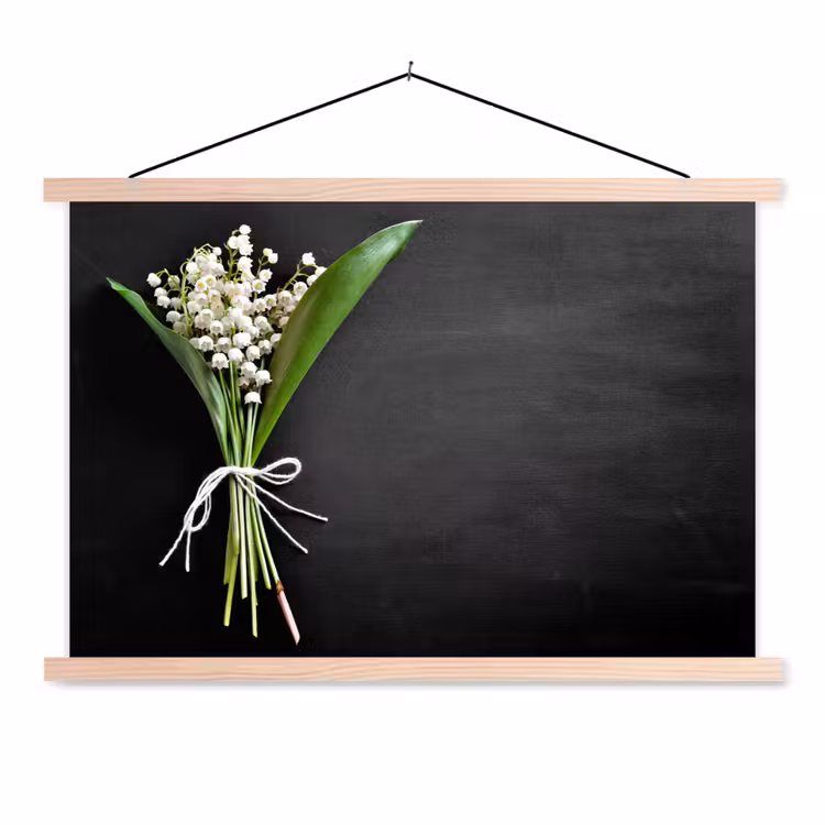 bloemen-5-1-1 textielposter latten blank klein -3d