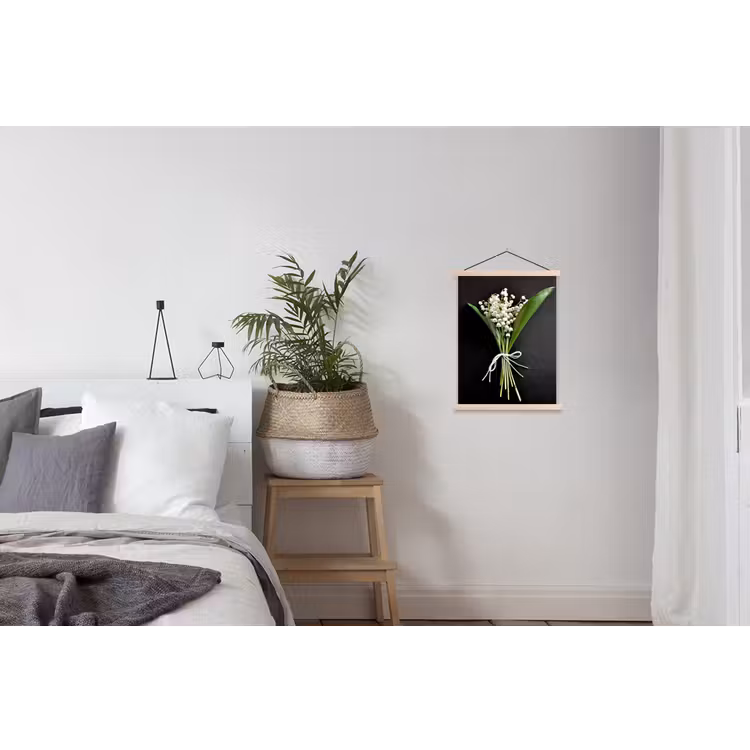 Lelietjes van dalen - Bloemen - Stilleven - Flora textielposter latten blank klein -woonkamer