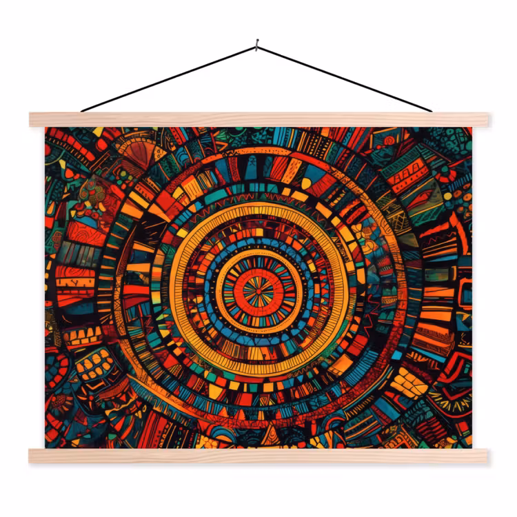 Mandala - Cirkels - Patronen textielposter latten blank klein -3d