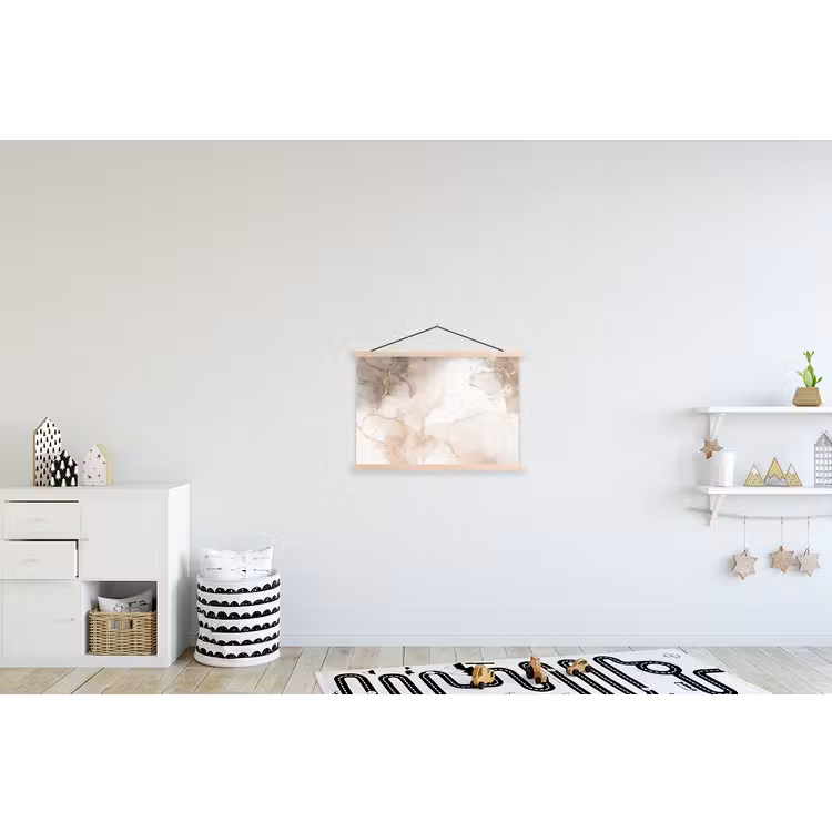 Marmer - Bruin - Gouden textielposter latten blank klein -kinderkamer