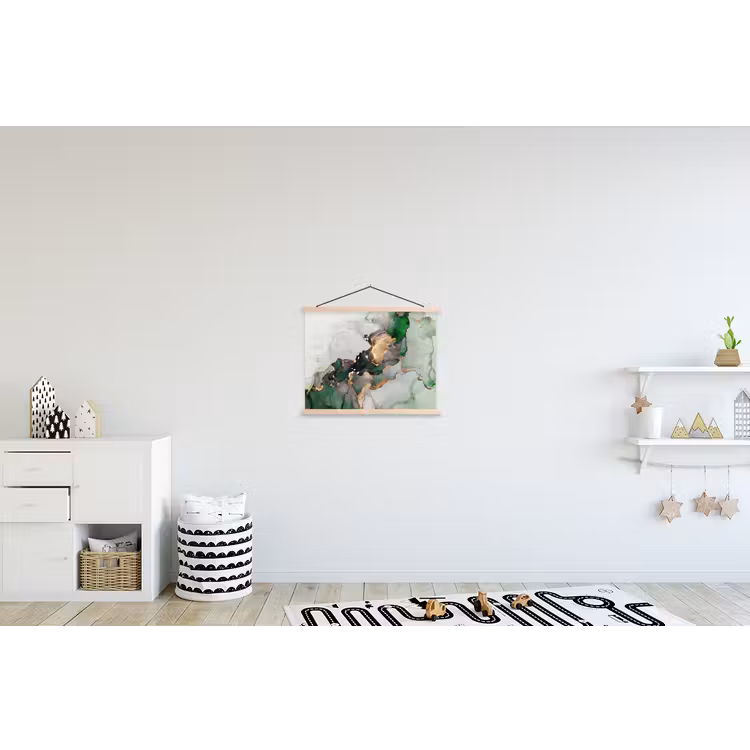 Marmer - Goud - Groen - Luxe textielposter latten blank klein -kinderkamer