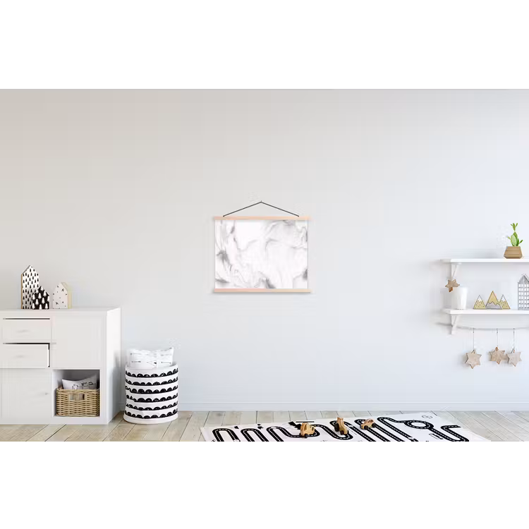 Marmer - Grijs - Wit - Abstract - Marmerlook textielposter latten blank klein -kinderkamer