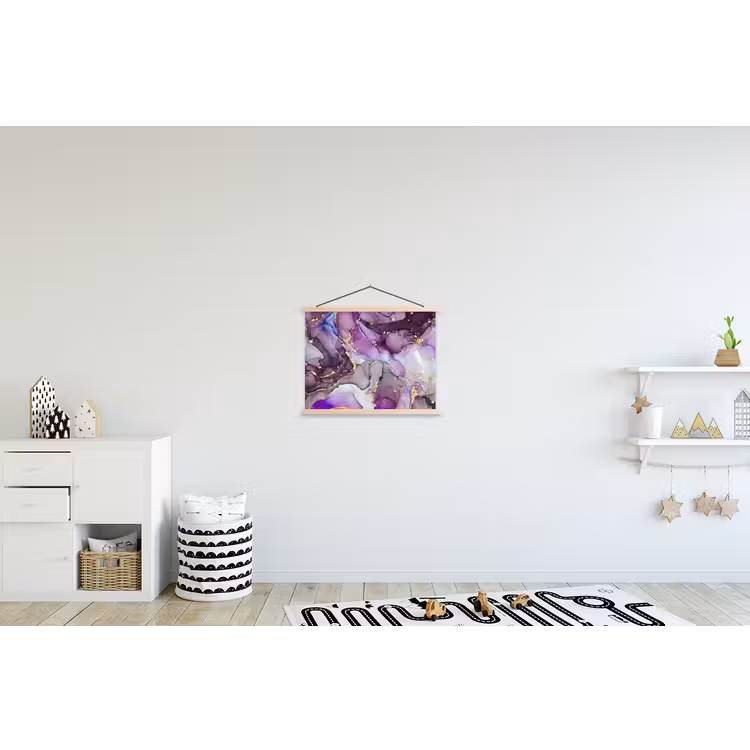 Marmer - Roze - Paars - Gold textielposter latten blank klein -kinderkamer