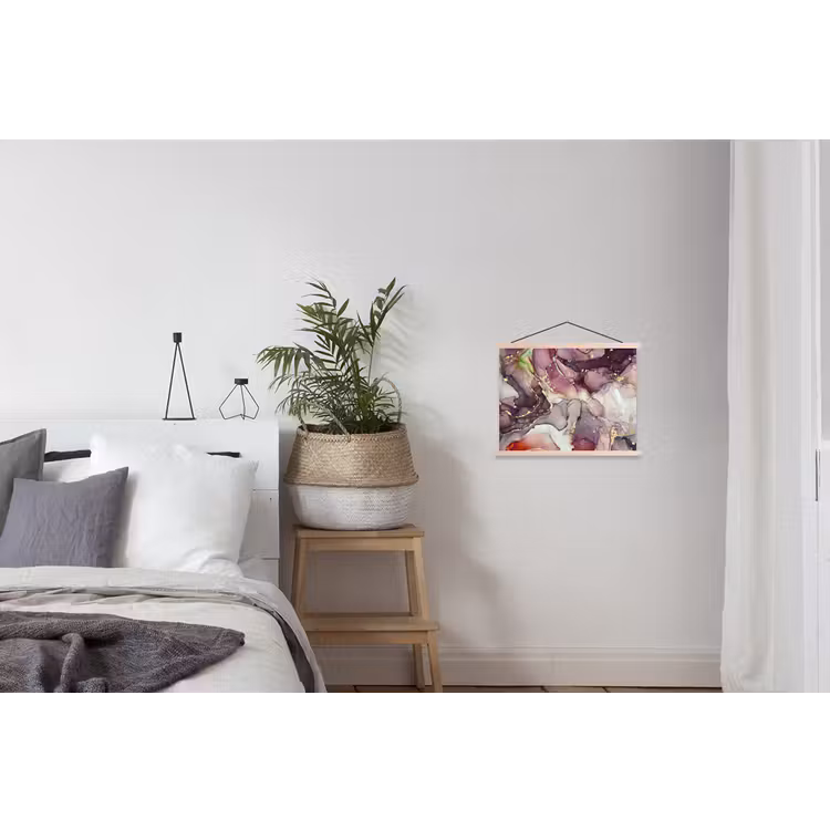 Marmer - Rood - Paars - Goud textielposter latten blank klein -woonkamer