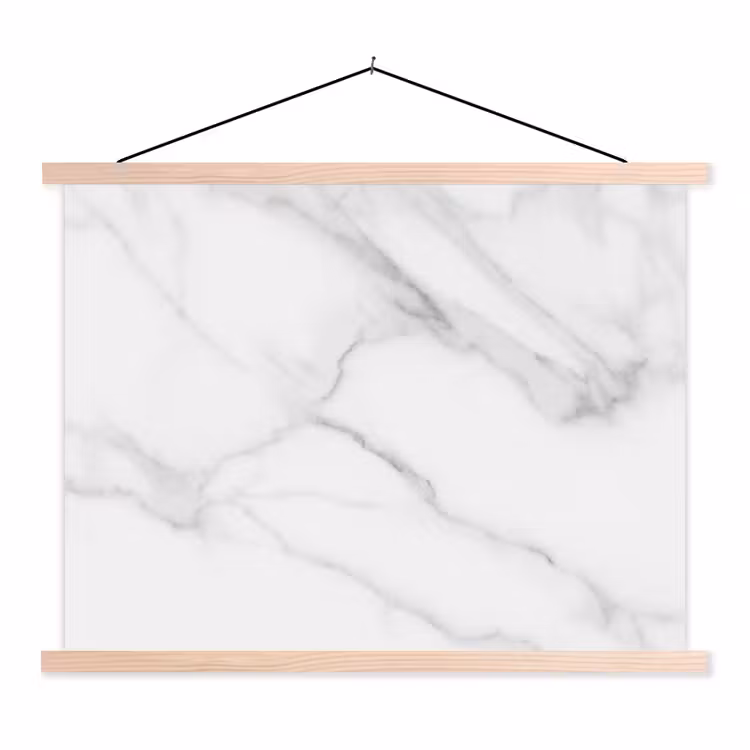 Marmer - Structuur - Wit - Grijs - Steen - Marmerlook textielposter latten blank klein -3d