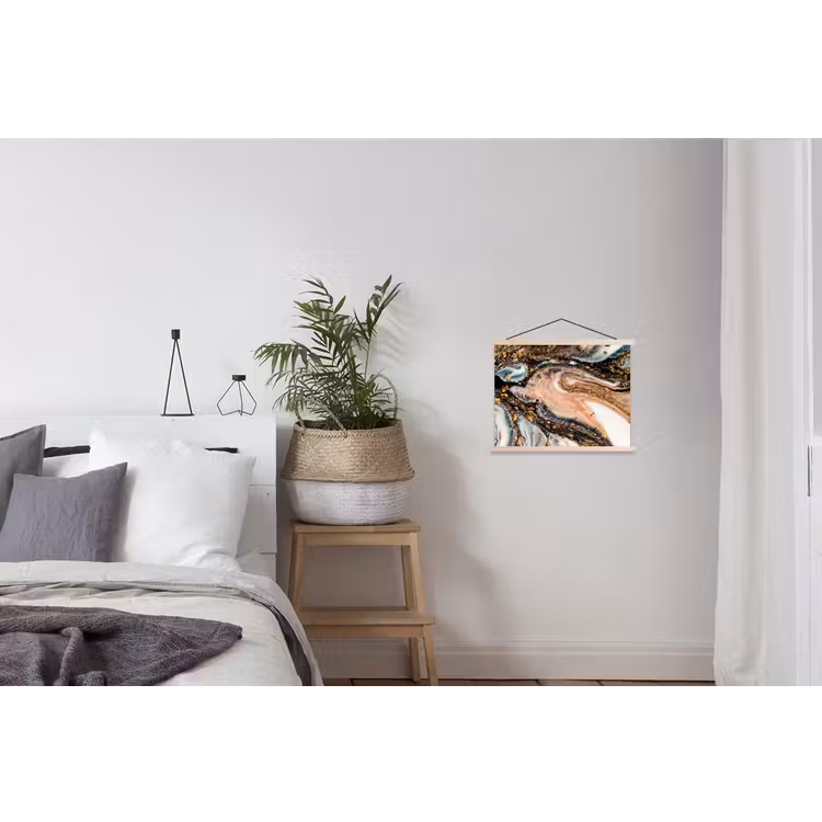 Marmerlook - Goud - Zwart - Glitter - Chic textielposter latten blank klein -woonkamer