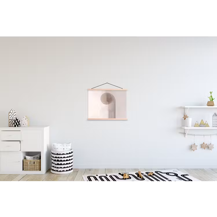 Minimalistisch - Cirkel - Lichtgrijs textielposter latten blank klein -kinderkamer