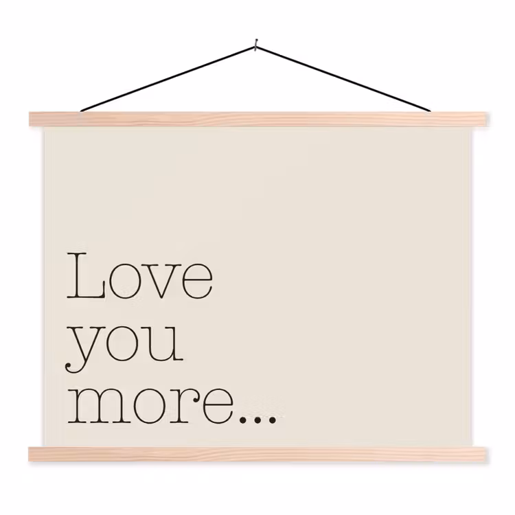 Minimalistisch - Love - Beige textielposter latten blank klein -3d