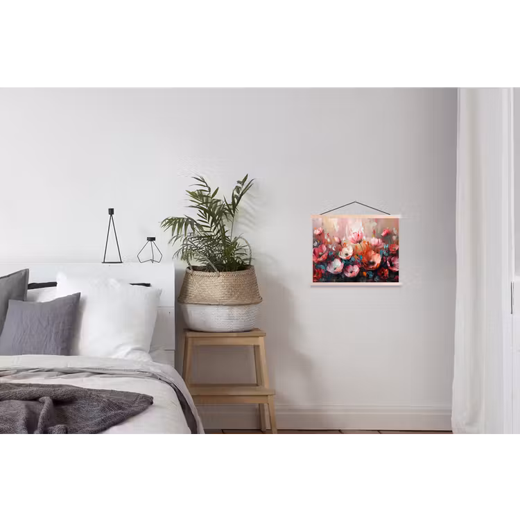 Klaprozen - Roze - Bloemen - Botanisch - Kunst textielposter latten blank klein -woonkamer