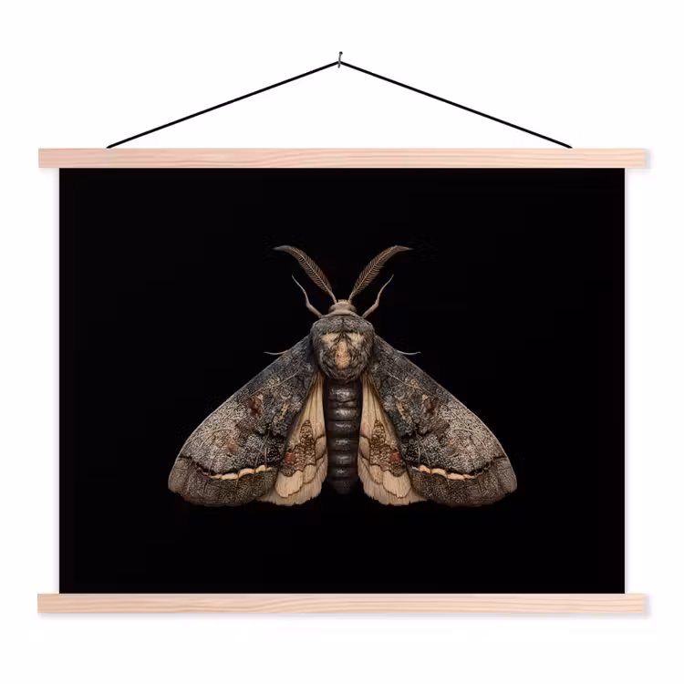 Mot - Bladachtig - Grijs textielposter latten blank klein -3d