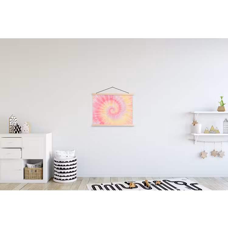 Patroon - Tie Dye - Pasteltinten - Roze textielposter latten blank klein -kinderkamer