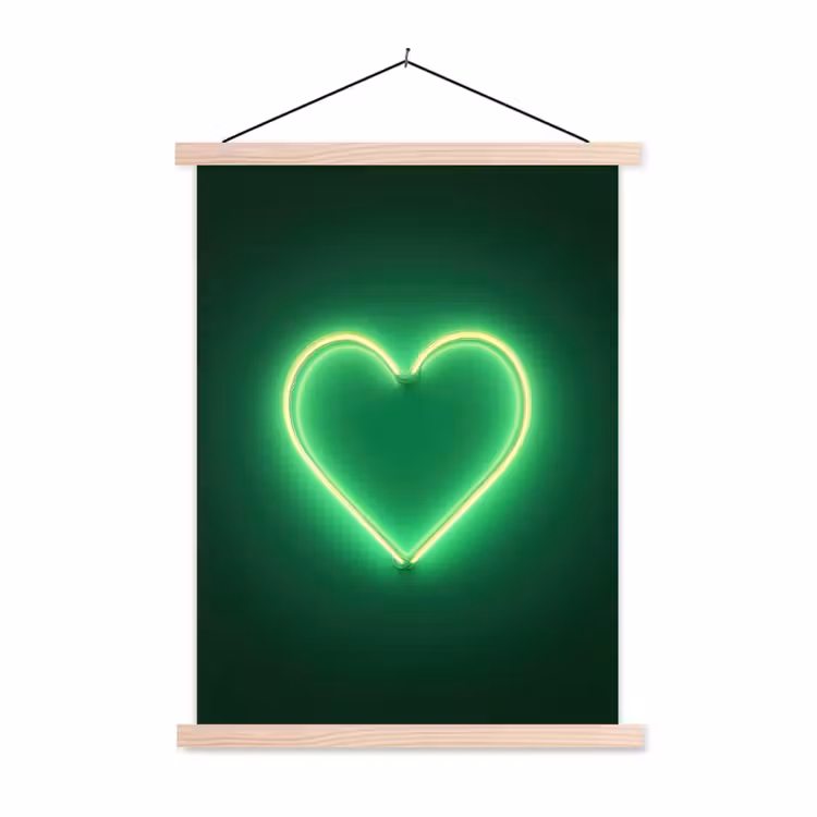 Neon - Groen - Licht textielposter latten blank klein -3d
