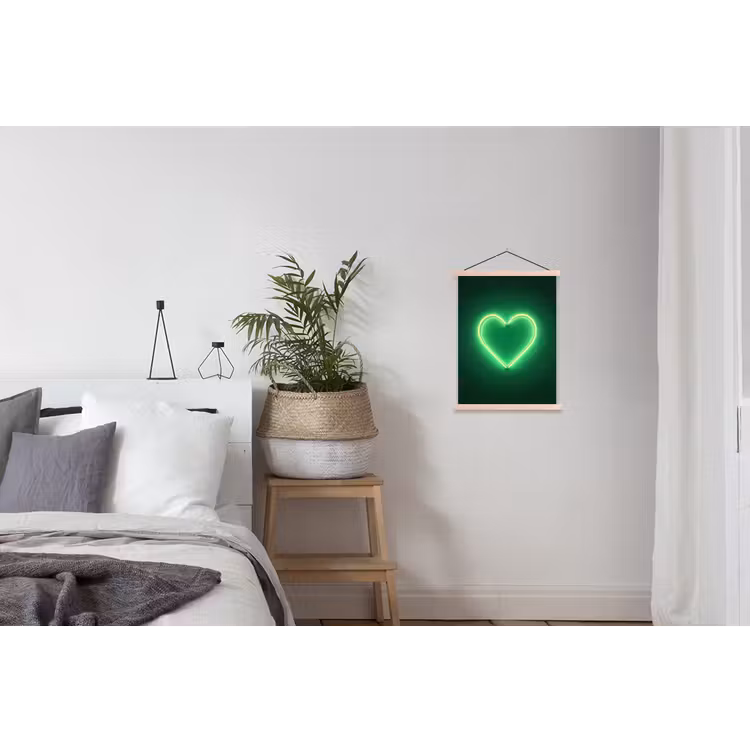 Neon - Groen - Licht textielposter latten blank klein -woonkamer