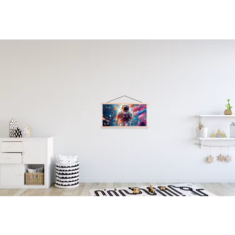 Neon - Meteoriet - Neon - Astronaut textielposter latten blank klein -kinderkamer