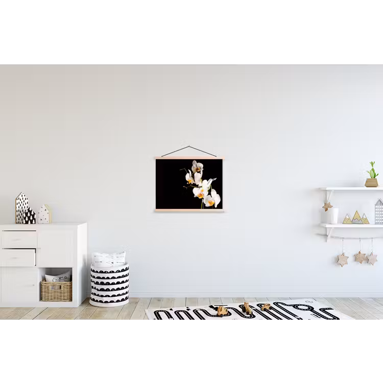 Orchidee - Bloemen - Planten - Botanisch textielposter latten blank klein -kinderkamer