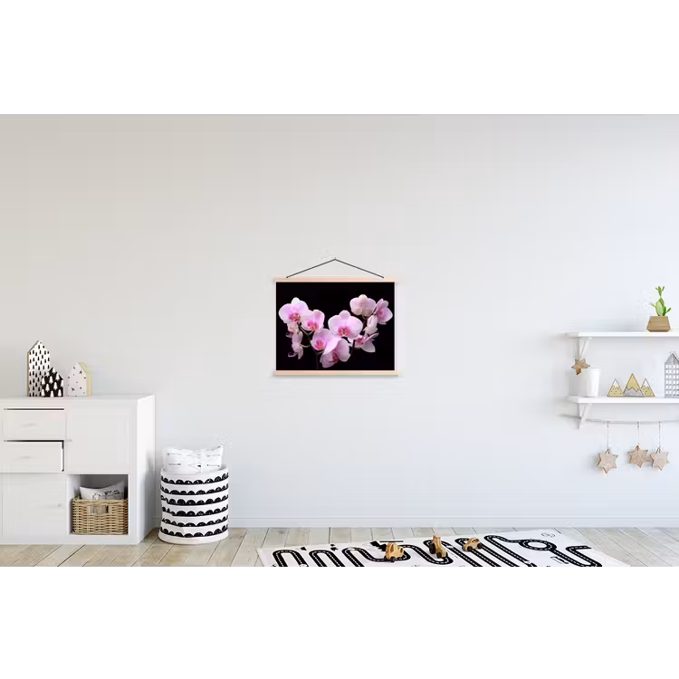 Orchidee - Bloemen - Roze - Flora textielposter latten blank klein -kinderkamer