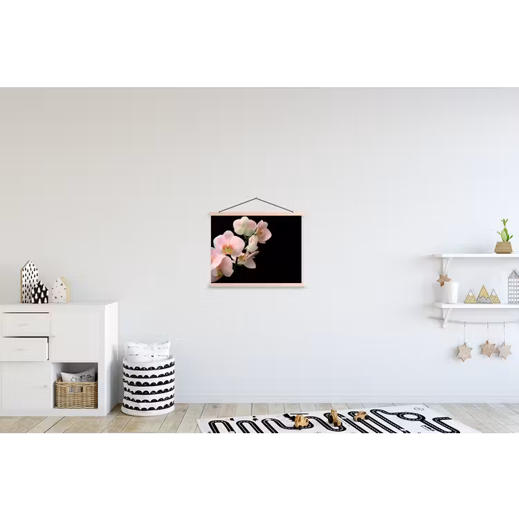 Orchidee - Bloemen - Roze - Stilleven - Flora textielposter latten blank klein -kinderkamer