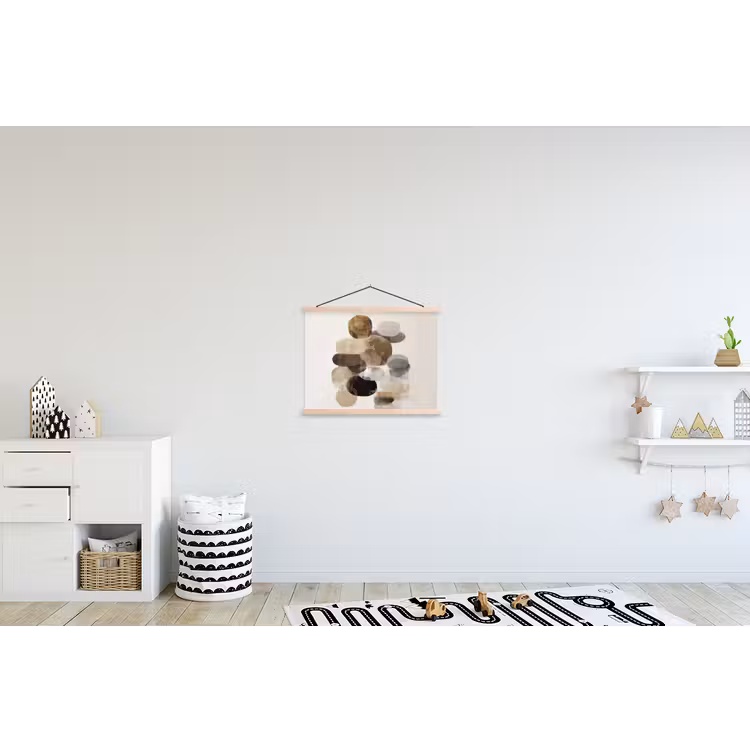 Ovaal - Kleurvlakken - Penseelstreken textielposter latten blank klein -kinderkamer