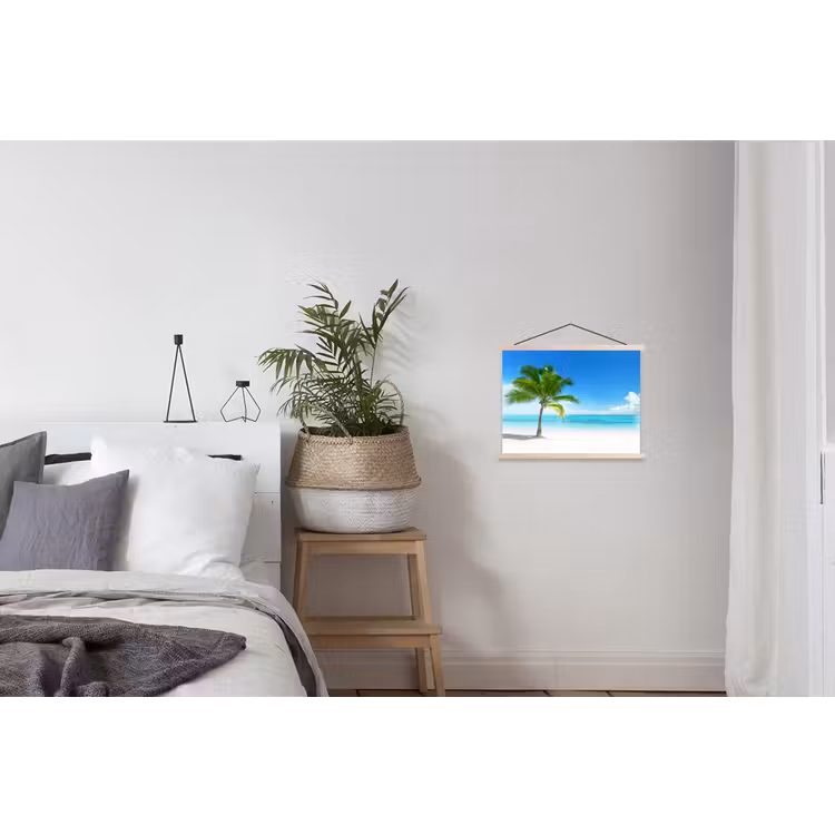Palmboom - Strand - Zee - Zomer textielposter latten blank klein -woonkamer