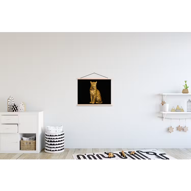 Panter - Realistisch - Bruin textielposter latten blank klein -kinderkamer