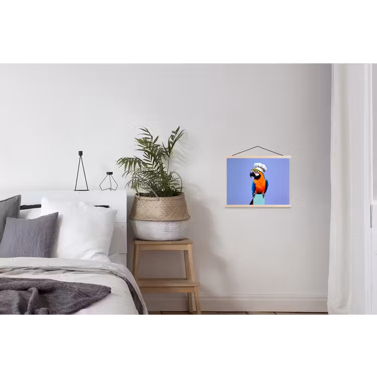 Papegaai - Koksmuts - Vogel - Leuk textielposter latten blank klein -woonkamer