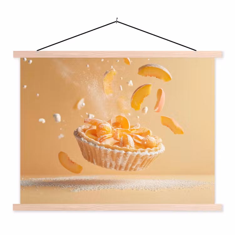 Peach - Eten - Taart - Oranje textielposter latten blank klein -3d