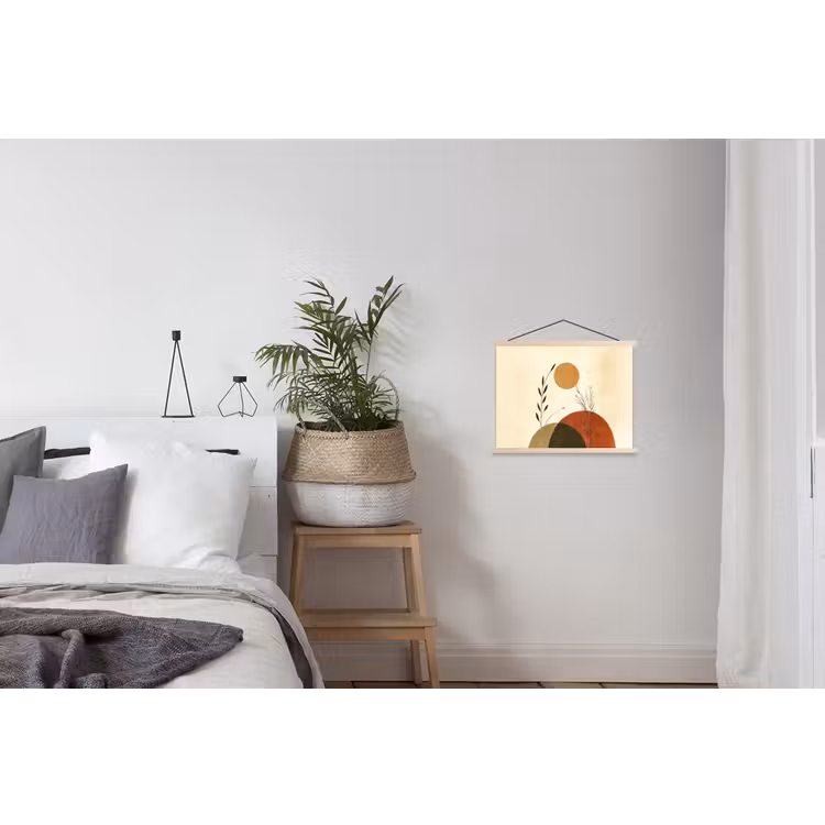 Planten - Abstract - Vormen textielposter latten blank klein -woonkamer