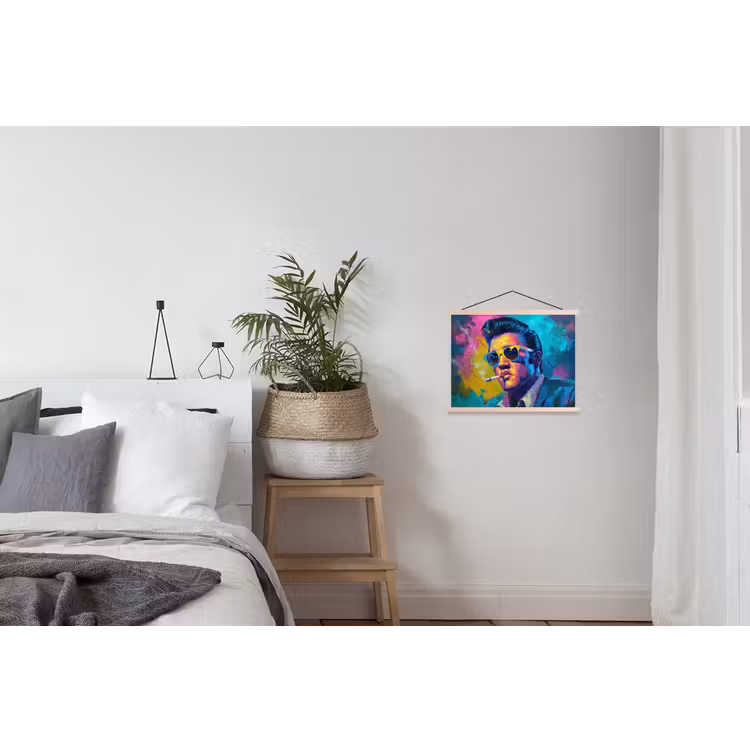 Portret - Sigaret - Kleurrijk - Bril textielposter latten blank klein -woonkamer