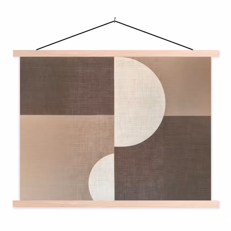 Raster - Halve cirkels - Contrast textielposter latten blank klein -3d