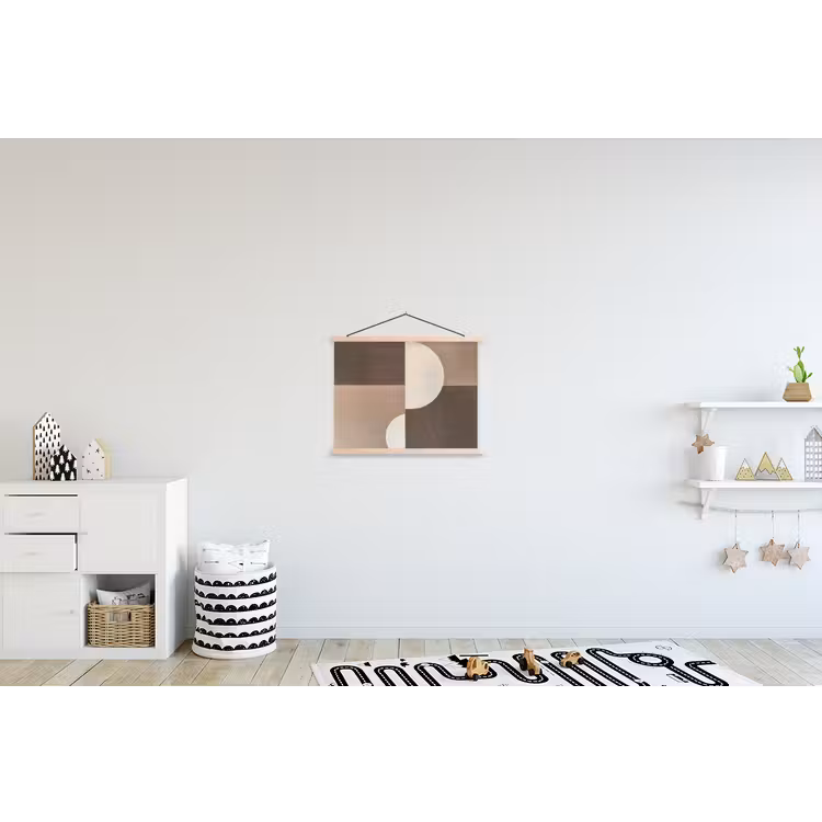 Raster - Halve cirkels - Contrast textielposter latten blank klein -kinderkamer