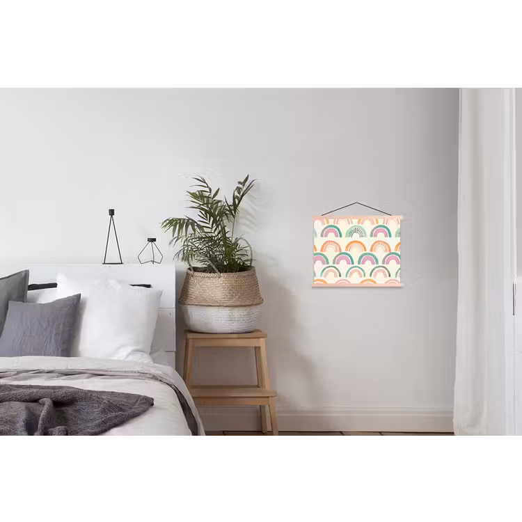 Regenboog - Pastel - Patroon textielposter latten blank klein -woonkamer