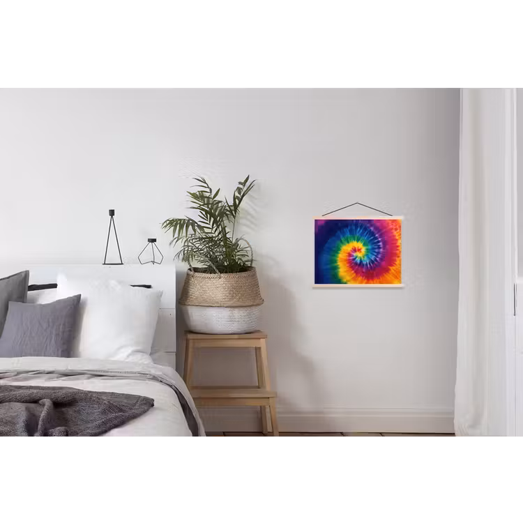 Regenboogkleuren - Spiraal - Kleurrijk textielposter latten blank klein -woonkamer