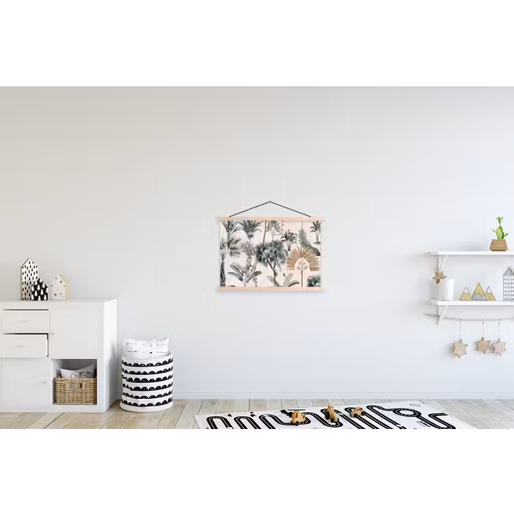 Retro - Jungle - Natuur - Dieren textielposter latten blank klein -kinderkamer