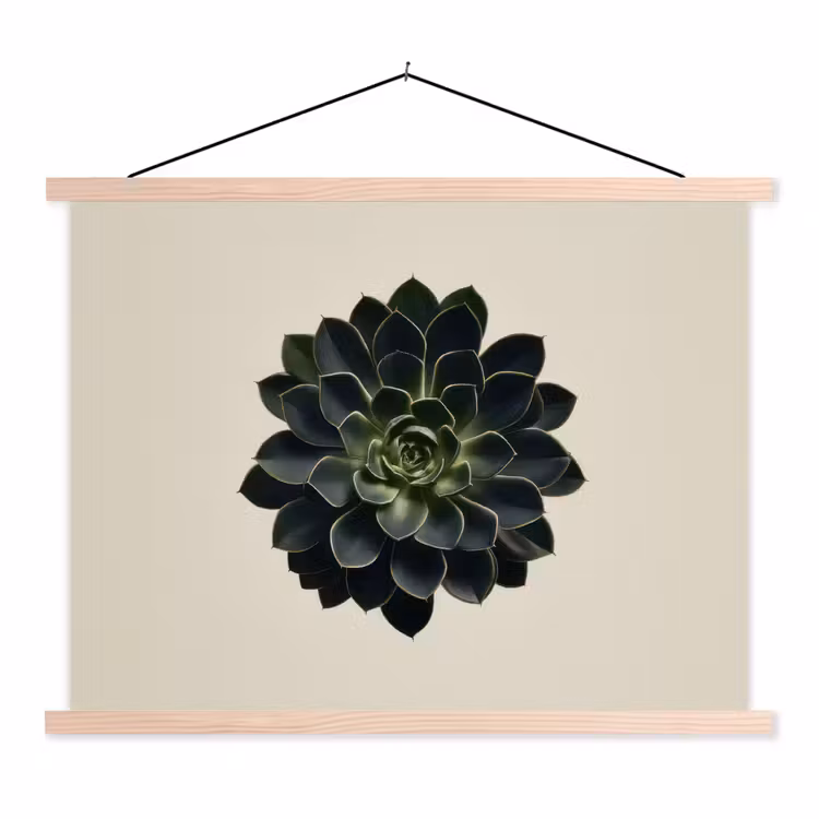 Rozet - Cirkelvormig - Donkergroen textielposter latten blank klein -3d