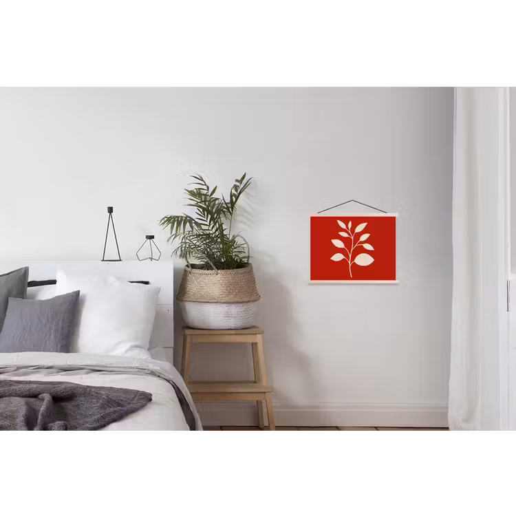 Silhouet - Bladeren - Tak textielposter latten blank klein -woonkamer