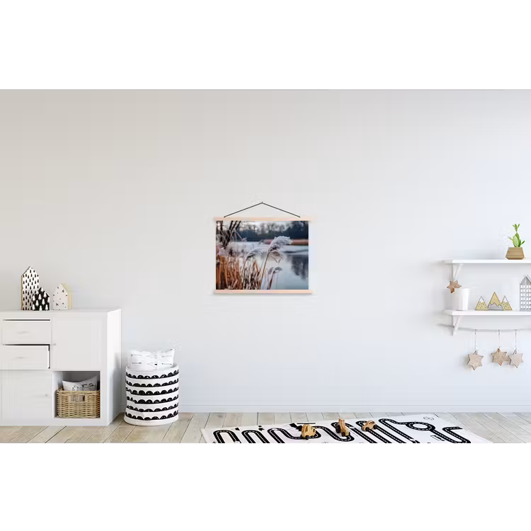 Riet - Gras - Natuur - Winter - Meer textielposter latten blank klein -kinderkamer
